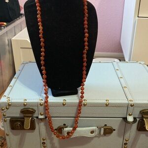 Elegant Orange Carnelian Beaded Necklace 42”